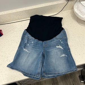 1822 Womens Blue Jean Maternity Shorts